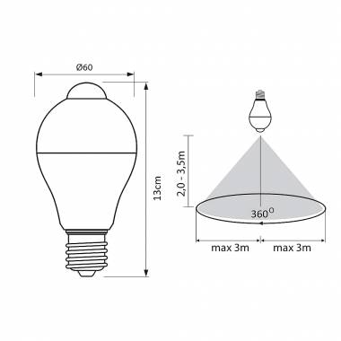 Led Λάμπα E27 AC85-265V 6500k 12V 12w με Φωτοκύτταρο Μέρα/Νύχτα Diamond