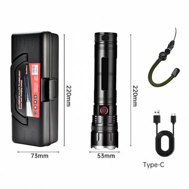 Επαναφορτιζόμενος Φακός USB 15hours - Aluminium Alloy Flashlight XA-P701-2