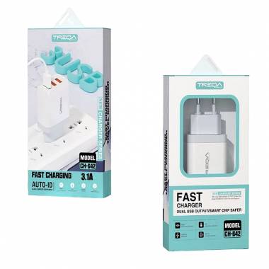 Treqa Γρήγορος φορτιστής 3.1Α Auto-ID CH-642 - Fast Charger Auto-ID