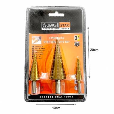Uruisi Star Σετ κωνικές μύτες τρυπανιού - Step drill bits set 3pcs HSS