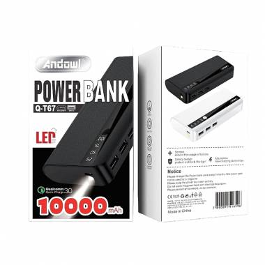 Andowl Q-T67 Power Bank 10000mAh 1xMicroUSB & 3xUSB - LED Power Bank