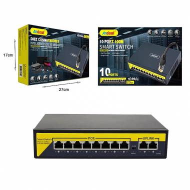 Andowl Q-JH07 Διακόπτης PoE δικτύου 10 θύρες 100Μ 100Mbps - 10 Port smart switch POE network cable powered