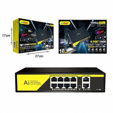 Andowl Q-JH08 Διακόπτης PoE δικτύου 10 θύρες 1000Μ - 10 Port smart switch POE network cable powered