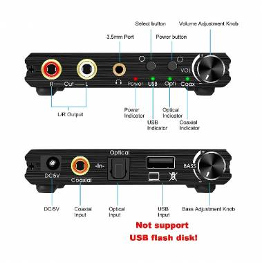 Andowl  Μετατροπέας Coaxial / Toslink / USB-A female σε RCA female Q-DA5 - Digital Analog Audio Converter
