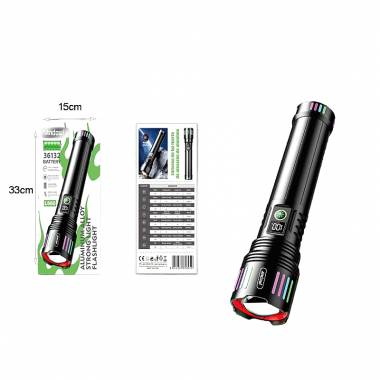 Andowl Επαναφορτιζόμενος Φακός Led 2000mAh με 5 λειτουργίες με δυνατότητα ζουμ L660 - Aluminum Alloy Strong Light Flashlight