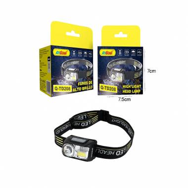 Andowl Επαναφορτιζόμενος Φακός Κεφαλής LED Αδιάβροχος με Μέγιστη Φωτεινότητα 400lm Q-TD208 - High Light Head Lamp