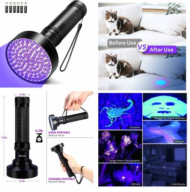 Φακός 100 LED με Ακτίνες UV Black Light Flashlight