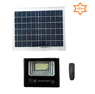 100W Ηλιακός Προβολέας Αδιάβροχος Lylu με Φωτοβολταϊκό Πάνελ & Τηλεκοντρόλ
