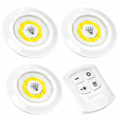 Φωτιστικά LED με Τηλεχειριστήριο και Χρονοδιακόπτη 30 λεπτών 3τμχ - LED light with remote control set of 3