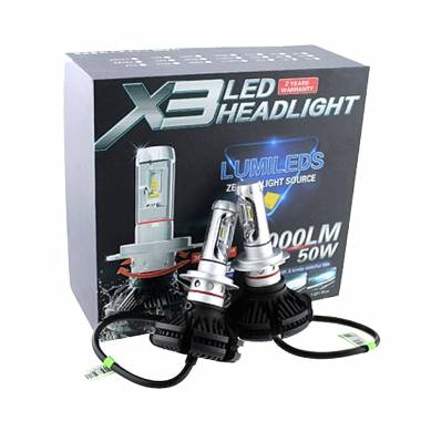 Λάμπα αυτοκινήτου H7 Ψυχρό Λευκό - X3 LED HEADLIGHT 6000LM 50W H7