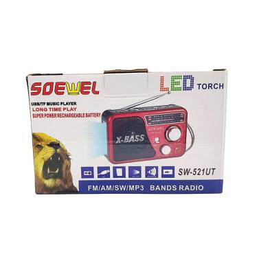 Soewel SW-521UT Φορητό Ραδιόφωνο Επαναφορτιζόμενο με USB Μαύρο - Radio