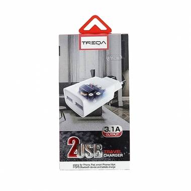 TREQA Φορτιστής 2 θύρες USB & καλώδιο για Iphone 3.1A - 2 USB charger Iphone