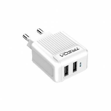 Treqa CH-621 Φορτιστής Χωρίς Καλώδιο με 2 Θύρες USB-A Λευκός - 2 USB charger