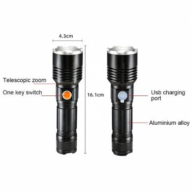 Επαναφορτιζόμενος φακός XH-P50 BX-P07 1500 lumens - Glare flashlight
