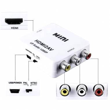 AOWEIXUNORVESION Μίνι μετατροπέας από HDMI σε AV 1080P - Mini HDTV2AV 1080P