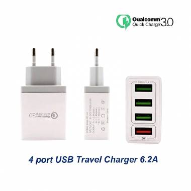 Qualcomm Φορτιστής Χωρίς Καλώδιο με 4 Θύρες USB-A Μαύρος 6.2A (KeKe-QC-04) - 4 USB Fast Charger