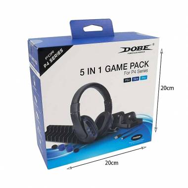 DOBE Σετ 5in1 PS4 με ακουστικά, βάση φόρτισης τηλεχειριστηρίων - 5in1 Game Pack for P-4 Series