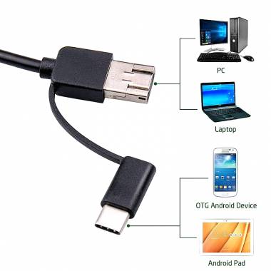 8MM 3 σε 1 TYPE-C ενδοσκοπική κάμερα 5M μαύρη - Soft wire endoscope camera