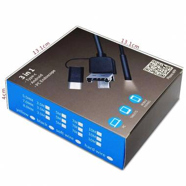 8MM 3 σε 1 TYPE-C ενδοσκοπική κάμερα 5M μαύρη - Soft wire endoscope camera