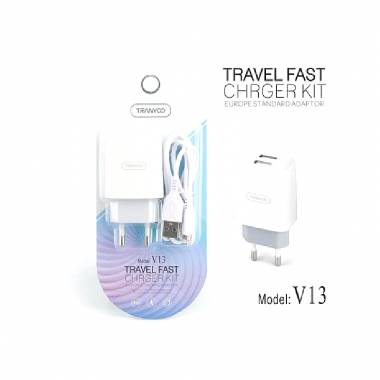 Tranyoo Φορτιστής με καλώδιο lightning IOS 1m 2.4A V13- Travel fast charger kit