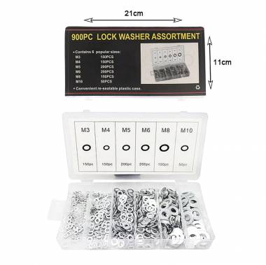 Ροδέλες αλουμινίου 900τμχ - 900pcs Lock washer assortment