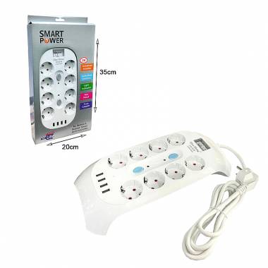 Qiao Sheng  Πολύμπριζο 8 Θέσεων 10Α/250V-2500W 2m NO:3278 - Smart power 8 power socket