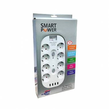 Qiao Sheng  Πολύμπριζο 8 Θέσεων 10Α/250V-2500W 2m NO:3278 - Smart power 8 power socket