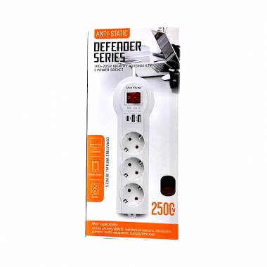 Rubi BW Πολύμπριζο 3 Θέσεων & 2 θύρες USB/1 PD με διακόπτη - 3 power socket