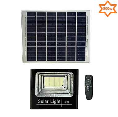 300W Ηλιακός Προβολέας Αδιάβροχος Lylu με Φωτοβολταϊκό Πάνελ & Τηλεκοντρόλ