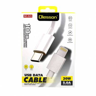 Olesson Καλώδιο δεδομένων γρήγορης φόρτισης 20W 1m 5.0A NO.S23- Cable USB C to Lighting Data Cable Quick Charging