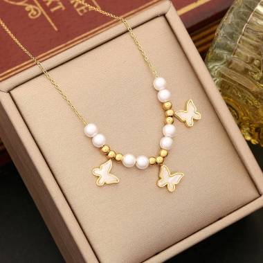 Γυναικείο Ατσάλινο Κολιέ Με Πεταλούδες – Women’s Steel Necklace