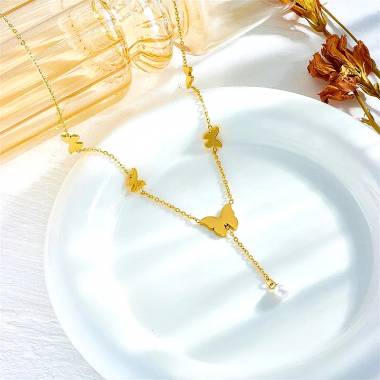 Γυναικείο Ατσάλινο Κολιέ Με Πεταλούδες – Women’s Steel Necklace