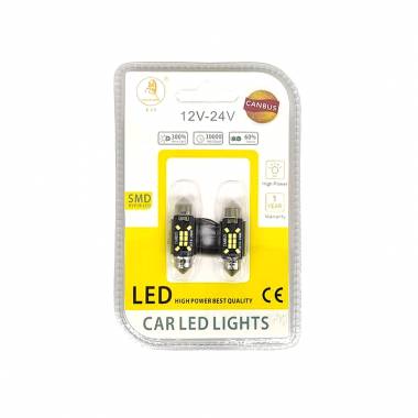 EJC Λάμπες Αυτοκινήτου Canbus LED 2016-T10 36mm 2τμχ ψυχρό φως - LED light