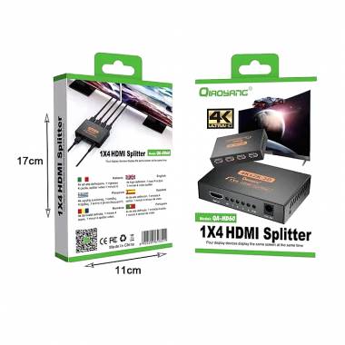 Qiaoyang HDMI splitter 1x4 Διαχωριστής σήματος από 1 είσοδο σε 4 εξόδους QA-HD60