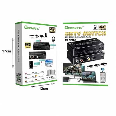 Qiaoyang HDTV switch Διακόπτης 2x1 HDMI με ήχο QA-HD152