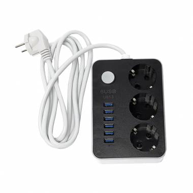 Πολύμπριζο 3 θέσεων και 6 θύρες USB 4.1Α CX-U613 - 6USB 3 Power socket