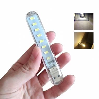 Mini USB LED φορητό φως με 8 led Cool white
