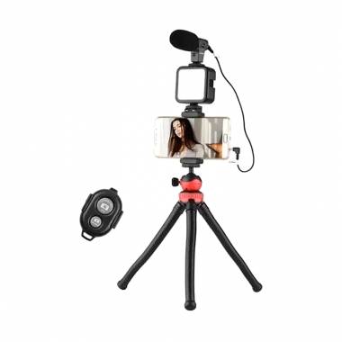 Τρίποδο Εύκαμπτο με Μικρόφωνο - Video making LED ring selfie light kits