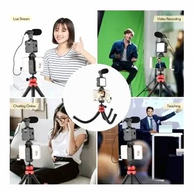 Τρίποδο Εύκαμπτο με Μικρόφωνο - Video making LED ring selfie light kits