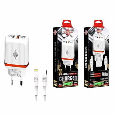 Wisdomup Φορτιστής Κινητού με 2 θύρες QC3.0 20W OCD-17T - Charger