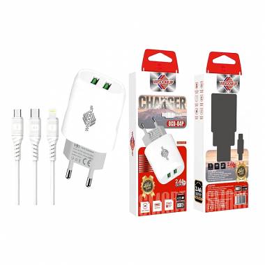Wisdomup Φορτιστής Κινητού με 2 θύρες USB-C και καλώδιο για iPhone 2.4A OCD-04P - Charger