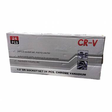CR-V Σετ Καρυδάκια 24τεμ 1/2" - 24pcs socket set chrome vanadium