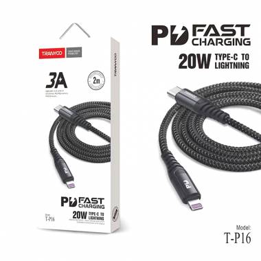 Tranyoo Καλώδιο δεδομένων Lightning-IOS 2m 3A 20W T-P16 - Fast charger lighting cable