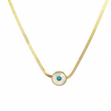 Γυναικείο Ατσάλινο Κολιέ Με Μπλε Πέτρα – Women’s Steel Necklace