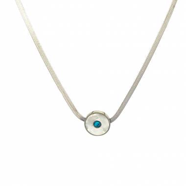 Γυναικείο Ατσάλινο Κολιέ Με Μπλε Πέτρα – Women’s Steel Necklace