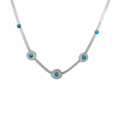 Γυναικείο Ατσάλινο Κολιέ Με Μπλε Πέτρα – Women’s Steel Necklace
