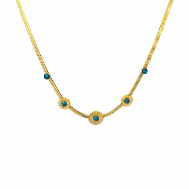 Γυναικείο Ατσάλινο Κολιέ Με Μπλε Πέτρα – Women’s Steel Necklace