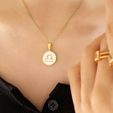 Γυναικείο Ατσάλινο Κολιέ Με Ζώδιο (Ζυγός) – Women’s Steel Necklace Zodiac (Libra)