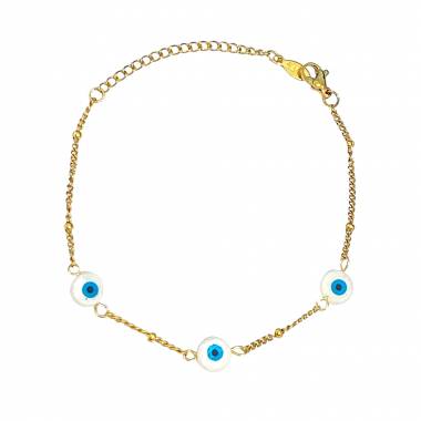 Γυναικείο Ατσάλινο Βραχιόλι Με Ματάκια - Women's Steel Bracelet