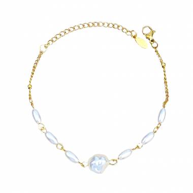Γυναικείο Ατσάλινο Βραχιόλι Με Πέρλες - Women's Steel Bracelet
